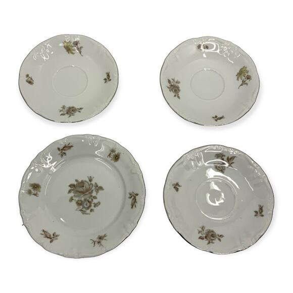 Winterling Bavaria Empress Platinum Trim Porcelain Bread & Butter Demitasse Set - Picture 1 of 4